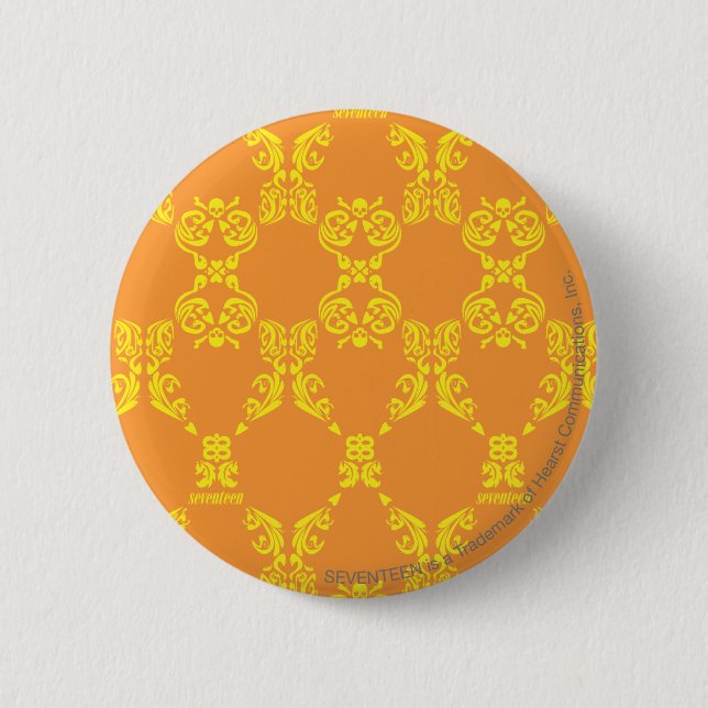 Macaron Rond 5 Cm Damassé jaune-orange (Devant)