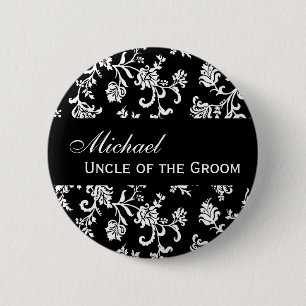 Macaron Rond 5 Cm Damassé noire et blanche de bouton d'ONCLE OF THE