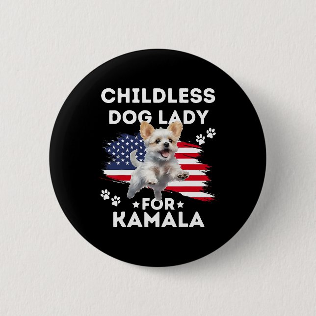Macaron Rond 5 Cm Dame Chien Sans Enfant Pour Kamala Harris Concepti (Devant)