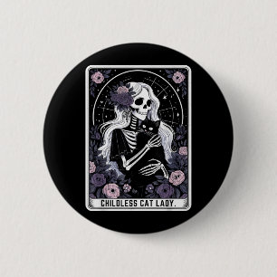 Macaron Rond 5 Cm Dame de chat sans enfants Carte de tarot squelette