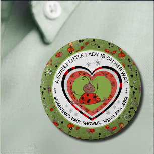 Macaron Rond 5 Cm Dame de yoga drôle Ladybug Heart Baby Shower 