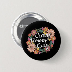 Macaron Rond 5 Cm Dame des fleurs folles - Zinnia Gardener
