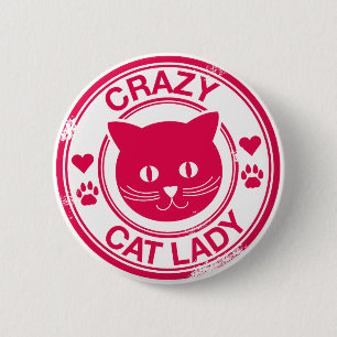 Macaron Rond 5 Cm Dame du Crazy Cat