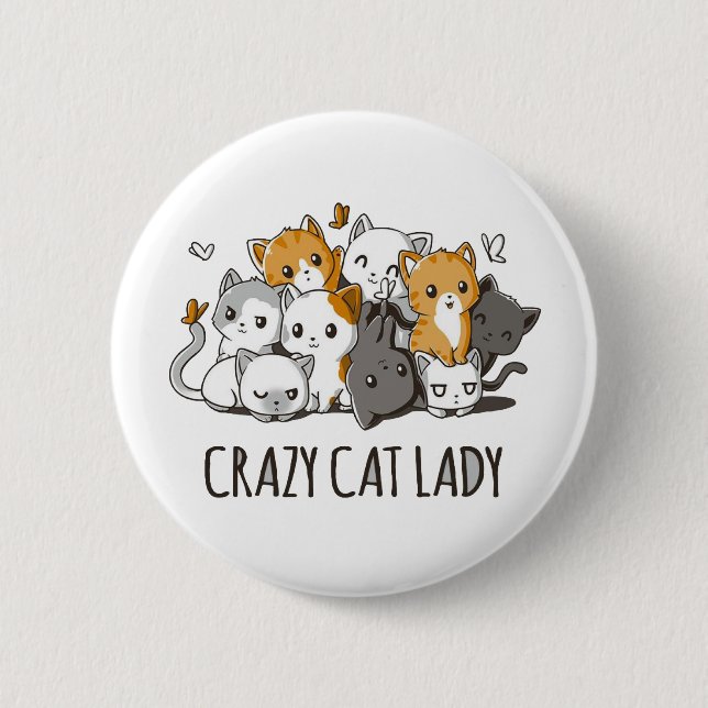 Macaron Rond 5 Cm Dame du Crazy Cat (Devant)