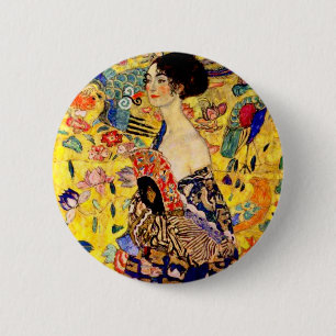 Macaron Rond 5 Cm Dame Gustav Klimt avec ventilateur