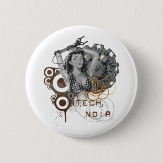 Macaron Rond 5 Cm Dame noir de steampunk de pulpe de technologie