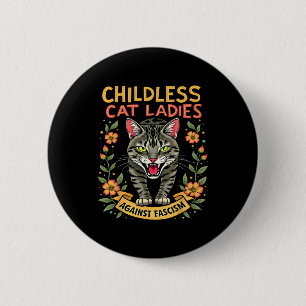 Macaron Rond 5 Cm Dames de chats sans enfants contre le fascisme 