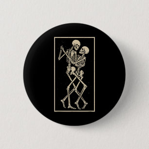 Macaron Rond 5 Cm Dancing Skeleton Couple - Romantic Gothic Hallowee