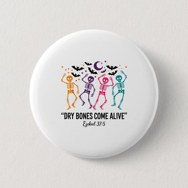 Macaron Rond 5 Cm Dancing Skeleton Dry Bones Come Alive Christian Ha (Devant)