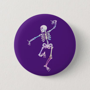 Macaron Rond 5 Cm Dancing Skeleton Watercolor