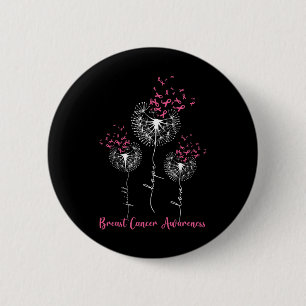 Macaron Rond 5 Cm Dandelion Faith Hope Love Cancer du sein Sensibili