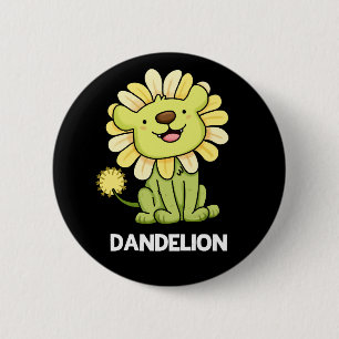 Macaron Rond 5 Cm Dandelion Funny Lion Pun Dark BG