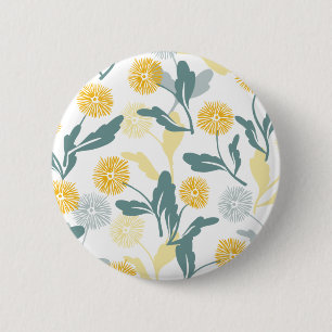 Macaron Rond 5 Cm Dandelion motif floral blanc ver