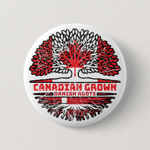 Macaron Rond 5 Cm Danemark Drapeau canadien des racines d'arbre du C