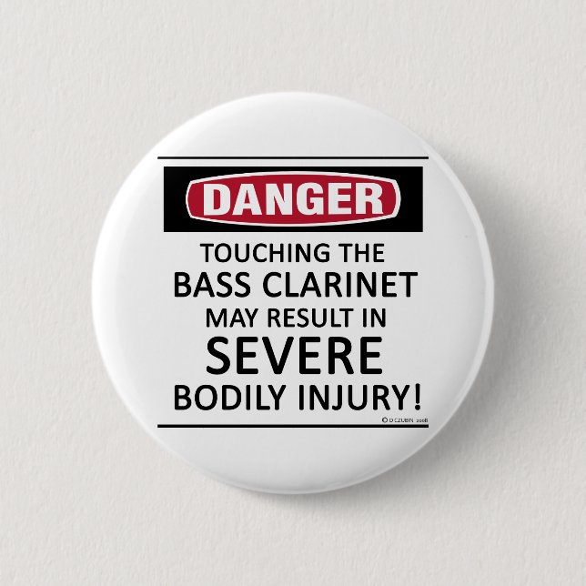 Macaron Rond 5 Cm Danger Bass Clarinet (Devant)