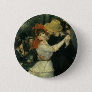 Macaron Rond 5 Cm Danse à Bougival par Pierre Renoir, Art ancien