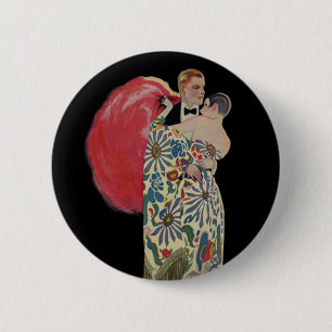 Macaron Rond 5 Cm Danse Art Déco, Amour Vintage et Romance