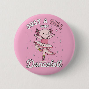 Macaron Rond 5 Cm Danse Axolotl rose dans Ballet Tutu