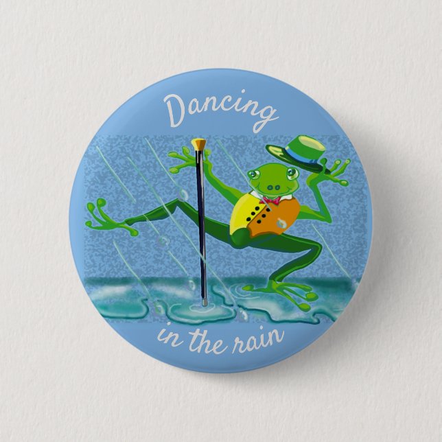 Macaron Rond 5 Cm Danse dans la pluie robinet danse grenouille bouto (Devant)