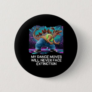 Macaron Rond 5 Cm Danse de dinosaure Danse drôle de dino 