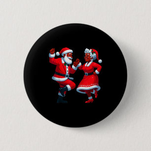 Macaron Rond 5 Cm Danse de Noël Santa Afro-Américaine Mme