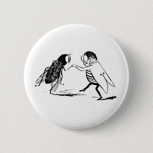 Macaron Rond 5 Cm Danse des insectes vintages; Volée de bleuet