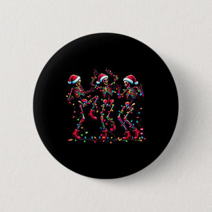 Macaron Rond 5 Cm Danser drôle Skeletons Santa Hat Danse Noël