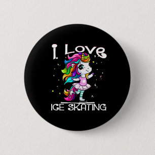 Macaron Rond 5 Cm Danser sur glace mignonne J'aime Patinage sur glac
