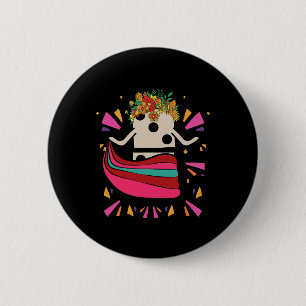 Macaron Rond 5 Cm Danser Train Mexicain Domino Tile Fleurs Drôle Ga