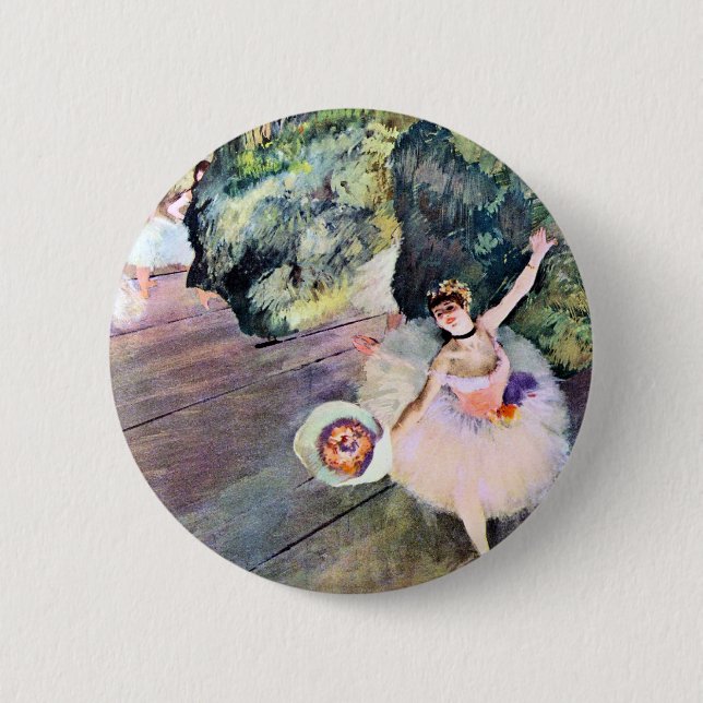 Macaron Rond 5 Cm Danseur avec un bouquet de fleurs d'Edgar Degas (Devant)