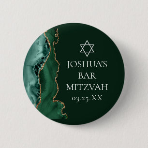 Macaron Rond 5 Cm Dark Green Gold Agate Bar Mitzvah Party