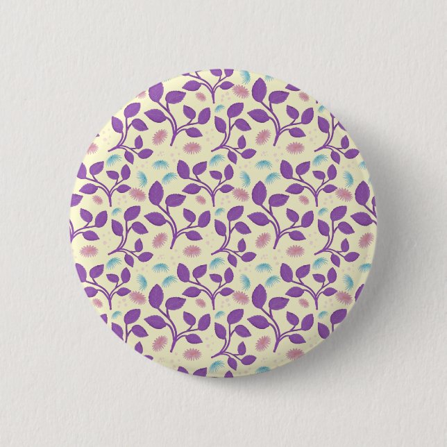 Macaron Rond 5 Cm Dark Purple Floral Pattern | Aesthetic Seamless  (Devant)