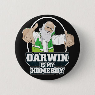 Macaron Rond 5 Cm Darwin est mon Homeboy (polychrome)
