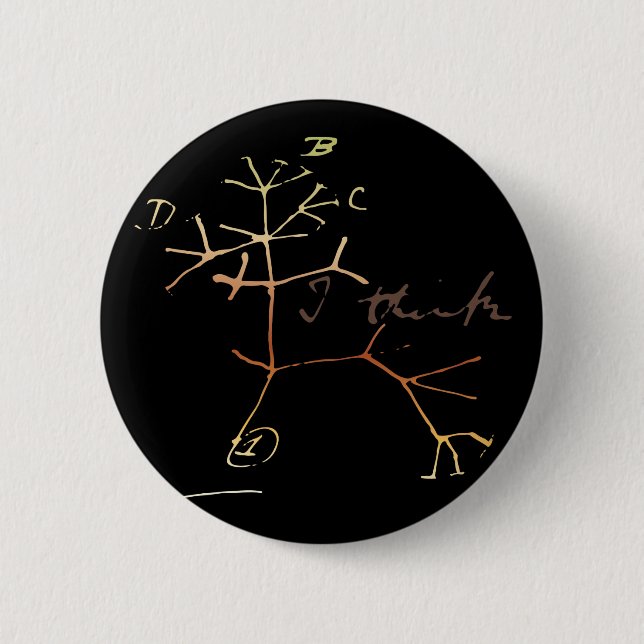 Macaron Rond 5 Cm Darwin, je pense l'arbre à la vie (Devant)