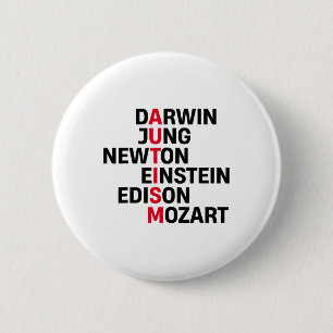Macaron Rond 5 Cm Darwin Jung Newton Einstein Edison Mozart Autisme