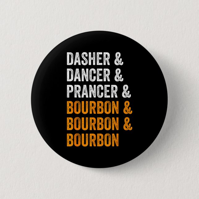 Macaron Rond 5 Cm Dasher Dancer Prancer Bourbon Noël Drôle Holi (Devant)