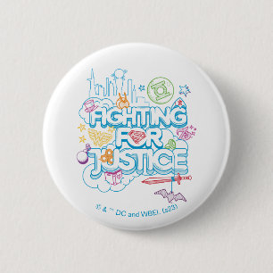 Macaron Rond 5 Cm DC Super Hero Girls Fighting For Justice