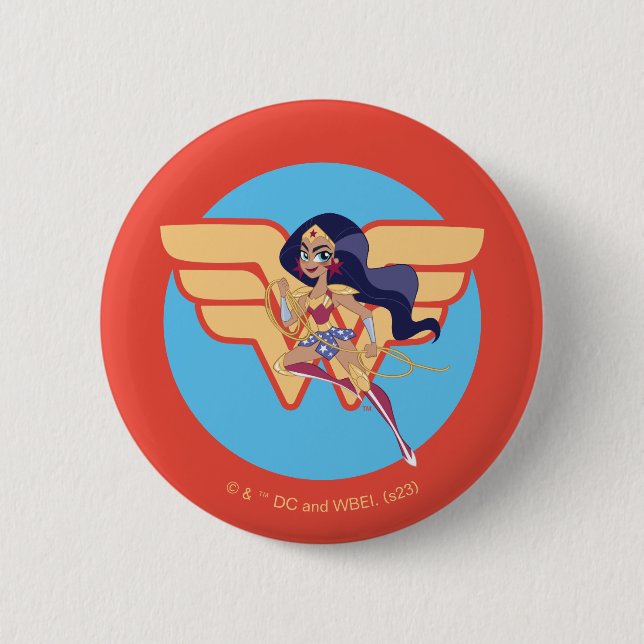 Macaron Rond 5 Cm DC Super Hero Girls Wonder Woman (Devant)
