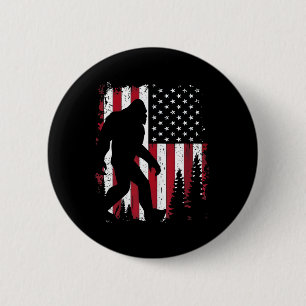 Macaron Rond 5 Cm De Juillet Bigfoot Sasquatch Drapeau Américain Pat