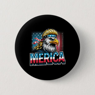 Macaron Rond 5 Cm De Juillet Patriotic Funny Eagle Juillet 4 Usa Mer