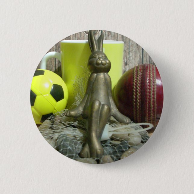 Macaron Rond 5 Cm De l'autre côté du Pitch & Crease : Football Crick (Devant)