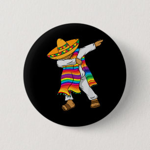 Macaron Rond 5 Cm De Mayo Dabbing Poncho Mexicain Enfants Tout-Petit