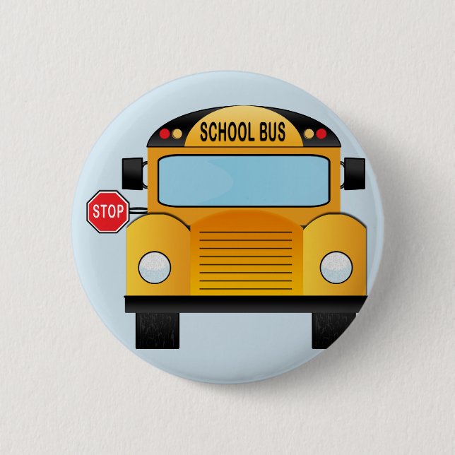 Macaron Rond 5 Cm De nouveau à l'autobus scolaire (Devant)