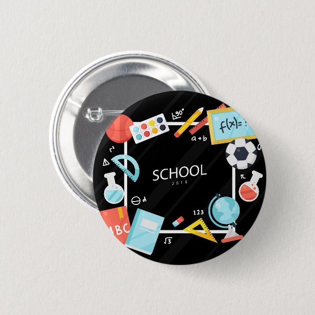 MACARON ROND 5 CM DE NOUVEAU À L'ÉCOLE 2018 (Devant & derrière)