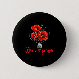 Macaron Rond 5 Cm De peur que nous oublions la fleur de pavot rouge 