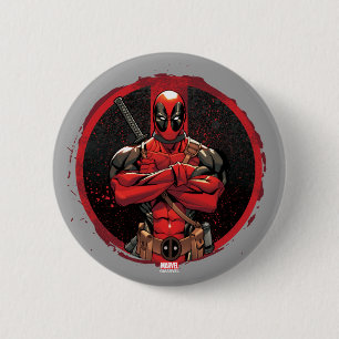 Macaron Rond 5 Cm Deadpool dans le logo Paint Splatter