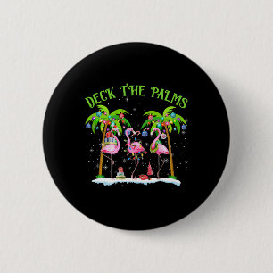 Macaron Rond 5 Cm Deck Le Flamant rose Palms Lumières Tropicales De