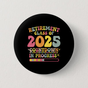 Macaron Rond 5 Cm Décompte de retraite groovy de 2025 pour l'enseign