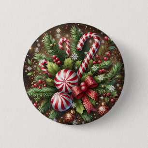 Macaron Rond 5 Cm Décoration de Noël classique en menthe/canne de bo