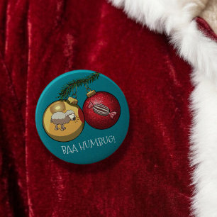 Macaron Rond 5 Cm Décorations de Noël de mouton Baa Humbug dessin an